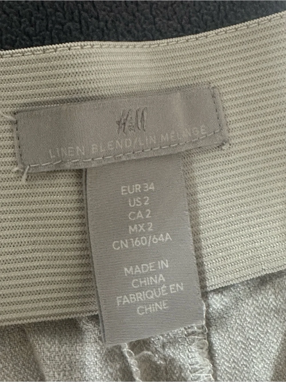 H&M Women's Light Cream Linen-Blend Tapered Pants